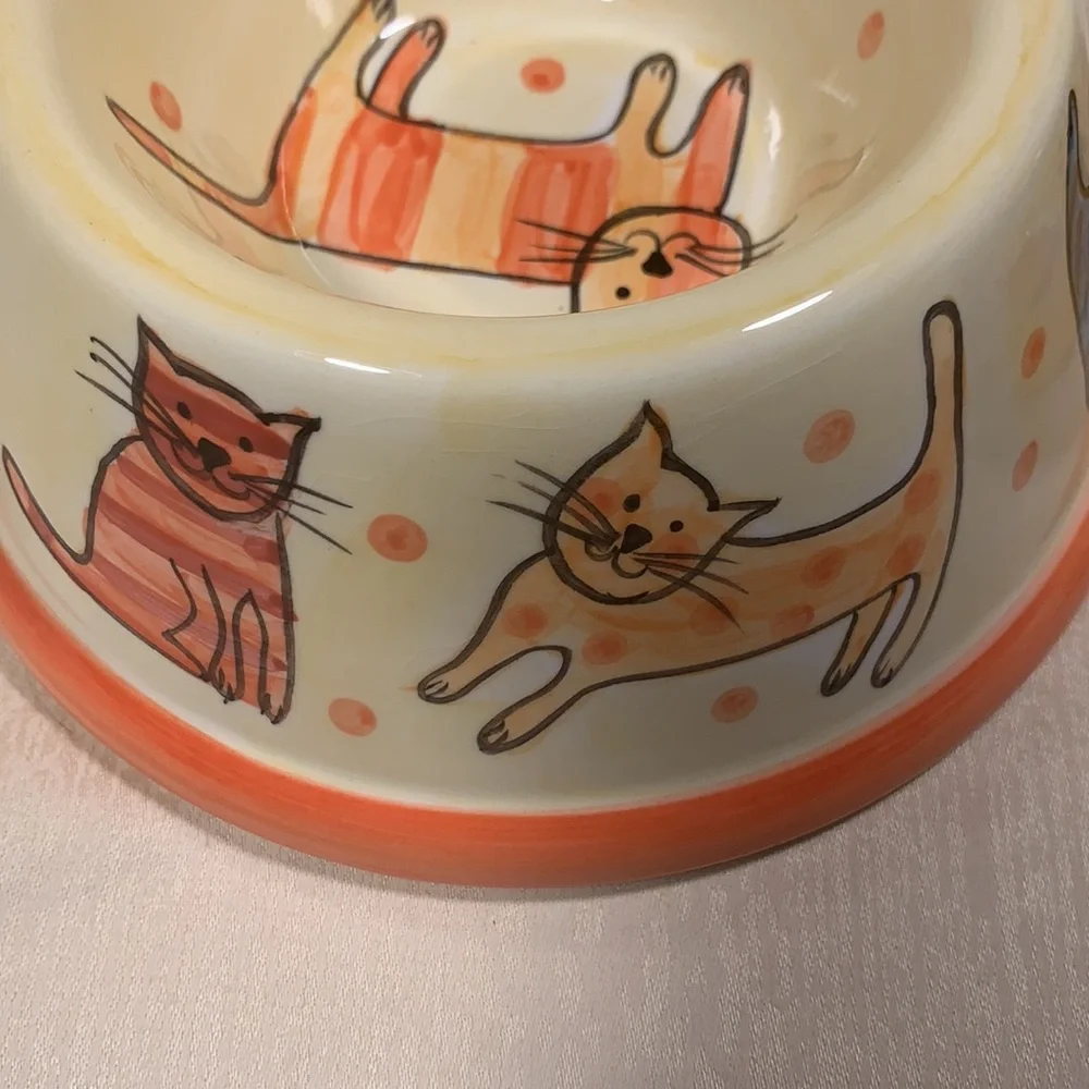 Pair of Ceramic Cat Food Water Bowls
